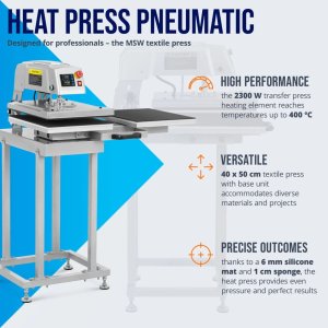 Prasa termotransferowa pneumatyczna podwójna 40 x 50 cm MSW 6