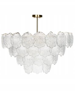 Lampa wisząca Beliani Żyrandol TEMASH Szkło Mosiężny 2