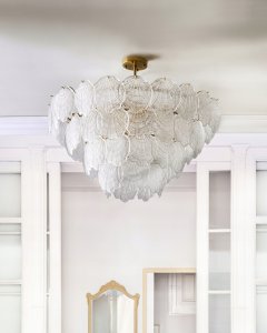 Lampa wisząca Beliani Żyrandol TEMASH Szkło Mosiężny 5