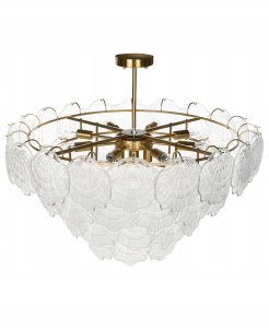 Lampa wisząca Beliani Żyrandol TEMASH Szkło Mosiężny 6