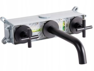 Bateria umywalkowa podtynkowa KAIETEUR Mosiądz Czarny 4