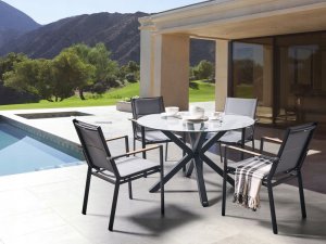 Zestaw ogrodowy dla 4 osób MALETTO/BUSSETO Szkło Czarny 2