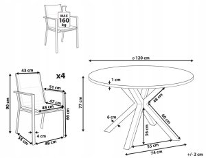Zestaw ogrodowy dla 4 osób MALETTO/BUSSETO Szkło Czarny 3