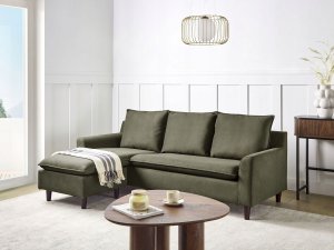 Narożnik dla 3 osób ELVENES Ciemnozielony Prawostronny 2