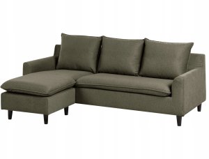 Narożnik dla 3 osób ELVENES Ciemnozielony Prawostronny 4