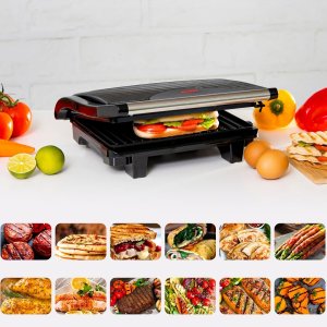 Grill elektryczny kontaktowy do panini mięsa warzyw 750 W Grill elektryczny kontaktowy do panini mięsa warzyw 750 W 2