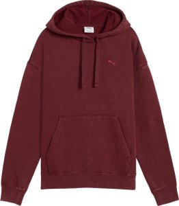 Puma Bluza damska z kapturem kangurka ESS Elevated Relaxed Wash Hoodie bordowa 688103 96 L 2