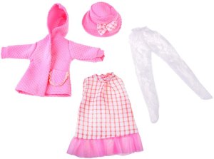 Jokomisiada Różowy zestaw ubranek dla lalki 36-40 cm Sukienka Płaszczyk Kapelusz ZA5839 2