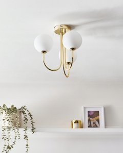 Lampa sufitowa Beliani Lampa sufitowa SHIRE Szkło Biały 4