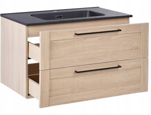 Szafka łazienkowa wisząca z umywalką TARIJA 80 cm 46 cm Jasnobrązowy 4