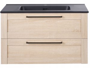 Szafka łazienkowa wisząca z umywalką TARIJA 80 cm 46 cm Jasnobrązowy 5