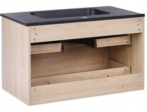 Szafka łazienkowa wisząca z umywalką TARIJA 80 cm 46 cm Jasnobrązowy 6