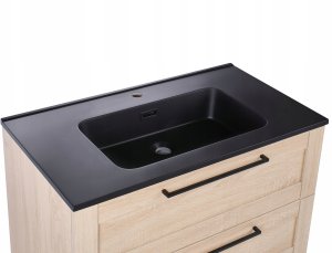 Szafka łazienkowa wisząca z umywalką TARIJA 80 cm 46 cm Jasnobrązowy 7