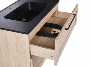 Szafka łazienkowa wisząca z umywalką TARIJA 80 cm 46 cm Jasnobrązowy 8