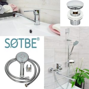 SOTBE UNICORN bateria wannowa z długą wylewką + bateria umywalkowa obrotowa 2