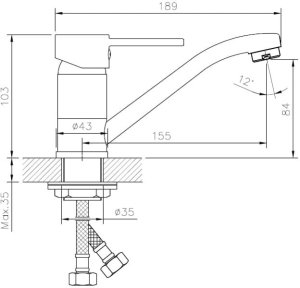 SOTBE UNICORN bateria wannowa z długą wylewką + bateria umywalkowa obrotowa 4