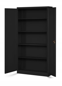 Biurowa szafa metalowa na akta JAN, 900 x 1850 x 400 mm, czarna 2