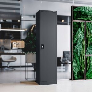 Biurowa szafa metalowa na akta ALEX, 450 x 1850 x 400 mm, antracyt 11