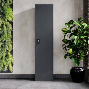 Biurowa szafa metalowa na akta ALEX, 450 x 1850 x 400 mm, antracyt 2