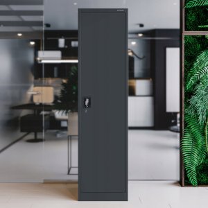 Biurowa szafa metalowa na akta ALEX, 450 x 1850 x 400 mm, antracyt 10