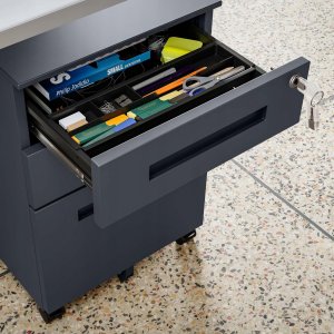 Kontenerek pod biurko KATE 390 x 600 x 500 mm, antracytowy 11
