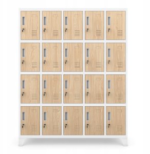 Jan Nowak Szafa ze schowkami ROBERT, 1360 x 1720 x 450 mm, Eco Design: biała/dąb sonoma 3