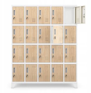 Jan Nowak Szafa ze schowkami ROBERT, 1360 x 1720 x 450 mm, Eco Design: biała/dąb sonoma 4