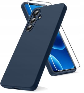 krainaGSM Etui Granatowe Matowe Silikon Slim do Samsung S25 FE + SZKŁO 9H 2