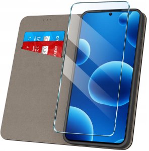 krainaGSM Etui z klapką do Realme 14 5G Zamykane Czarne Futerał + Szkło 9H 2