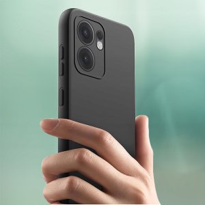 krainaGSM ZESTAW Etui do Oppo Reno 13 FS 5G|F 5G Matowe Czarne Silikon 2 SZTUKI SZKŁO 6