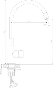 Bateria kuchenna stojąca z elastyczną wylewką, Kolor: złoty 4