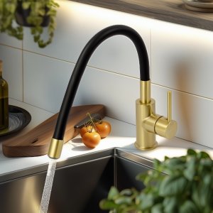 Bateria kuchenna stojąca z elastyczną wylewką, Kolor: złoty 5