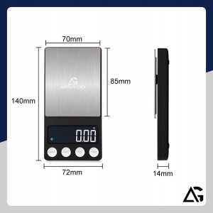 DOKŁADNA WAGA JUBILERSKA 500g 0,01g PRECYZYJNA KUCHENNA DOMOWA PODŚWIETLANA 11