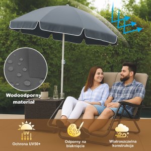Extralink BLACK FOREST PARASOL PLAZOWY SKLADANY 1.8M SZARY L-0707 4