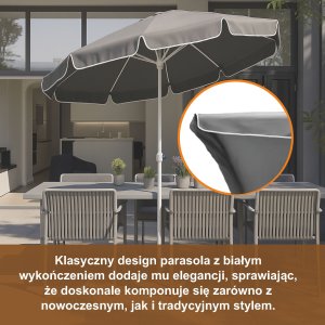 Extralink BLACK FOREST PARASOL PLAZOWY SKLADANY 1.8M SZARY L-0707 8