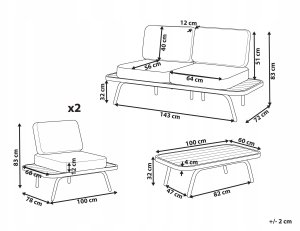 Zestaw ogrodowy ze stolikiem dla 4 osób MINOZZO Certyfikowane drewno akacjowe Oliwkowy 3