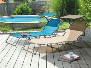 Leżak ogrodowy FOLIGNO Metal Beżowy 2