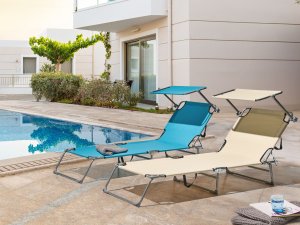 Leżak ogrodowy FOLIGNO Metal Beżowy 4