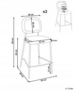 Zestaw 2 krzeseł barowych DUETTE Welur Jasnobeżowy 3