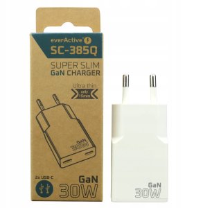 Ładowarka sieciowa 2 x USB-C Quick Charge 4+ 30W SUPER SLIM biała 6