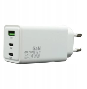 Ładowarka sieciowa GaN 1 x USB, 2 x USB-C Quick Charge 4+ 65W biała 2