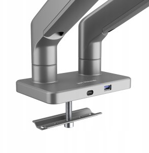 Metalowy uchwyt na dwa monitory JAKE, szary 10