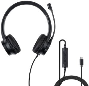 Słuchawki Lindy 20439 słuchawki/zestaw słuchawkowy Przewodowa Opaska na głowę Biuro/centrum telefoniczne USB Type-C Czarny 8