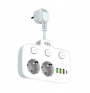 Rozgałęźnik podwójny na kablu z indywidualnymi włącznikami + USB R-273SWS/CA 2