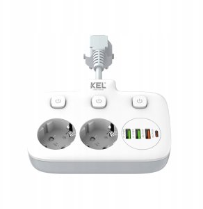 Rozgałęźnik podwójny na kablu z indywidualnymi włącznikami + USB R-273SWS/CA 4