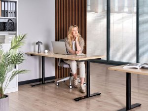 Biurko Beliani Destinas Czarno-Beżowe 160 cm x 72 cm 2