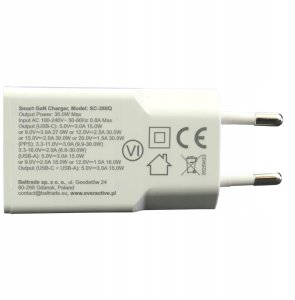 Ładowarka sieciowa 1 x USB, 1 x USB-C Quick Charge 3.0 30W SUPER SLIM biała 3