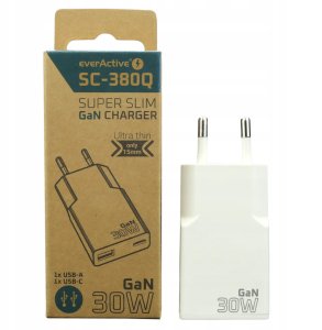 Ładowarka sieciowa 1 x USB, 1 x USB-C Quick Charge 3.0 30W SUPER SLIM biała 4