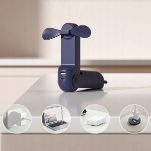 Mini wentylator Jisulife Handheld Fan Life8 przenośny wiatraczek USB z funkcją powerbanka 2000mAh i latarką - niebieski 2
