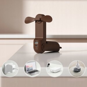 Wentylator Jisulife Mini wentylator Jisulife Handheld Fan Life8 przenośny wiatraczek USB z funkcją powerbanka 2000mAh i latarką - brązowy 2